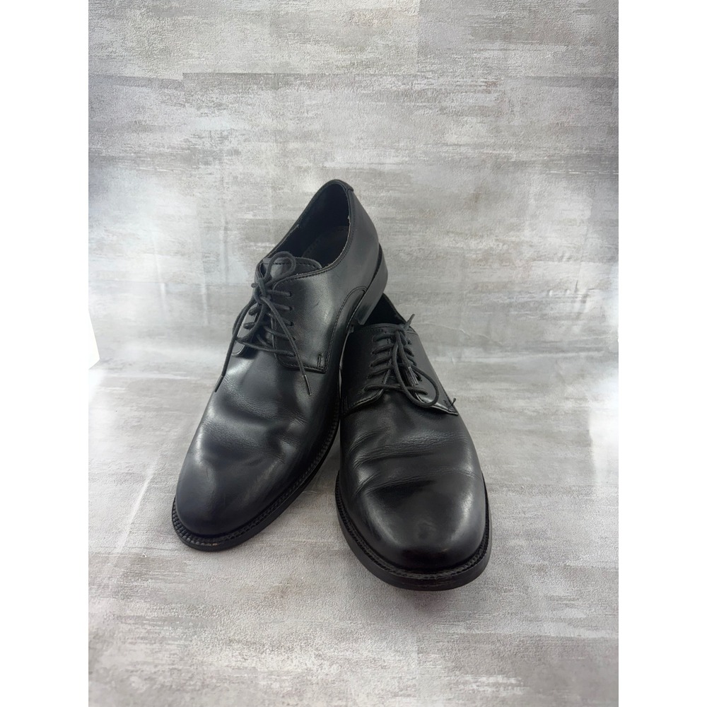 Cole Haan Men Black Leather Plain Toe Derby Dress Shoes C12203 Size 9 M